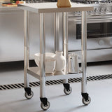 Kitchen Work Table with Wheels 55x55x85 cm Stainless Steel