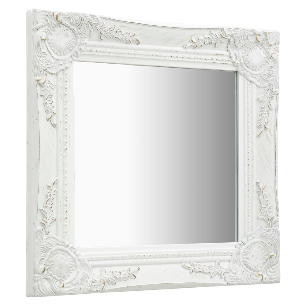 Wall Mirror Baroque Style 40x40 cm White