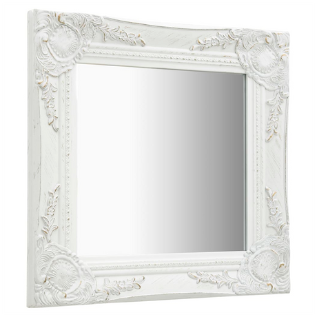 Wall Mirror Baroque Style 40x40 cm White