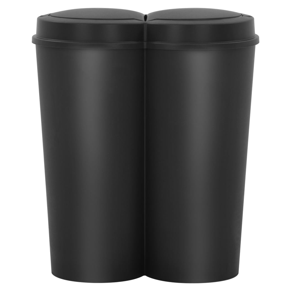 Duo Bin Trash Can Black 50 L