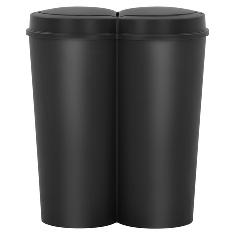 Duo Bin Trash Can Black 50 L