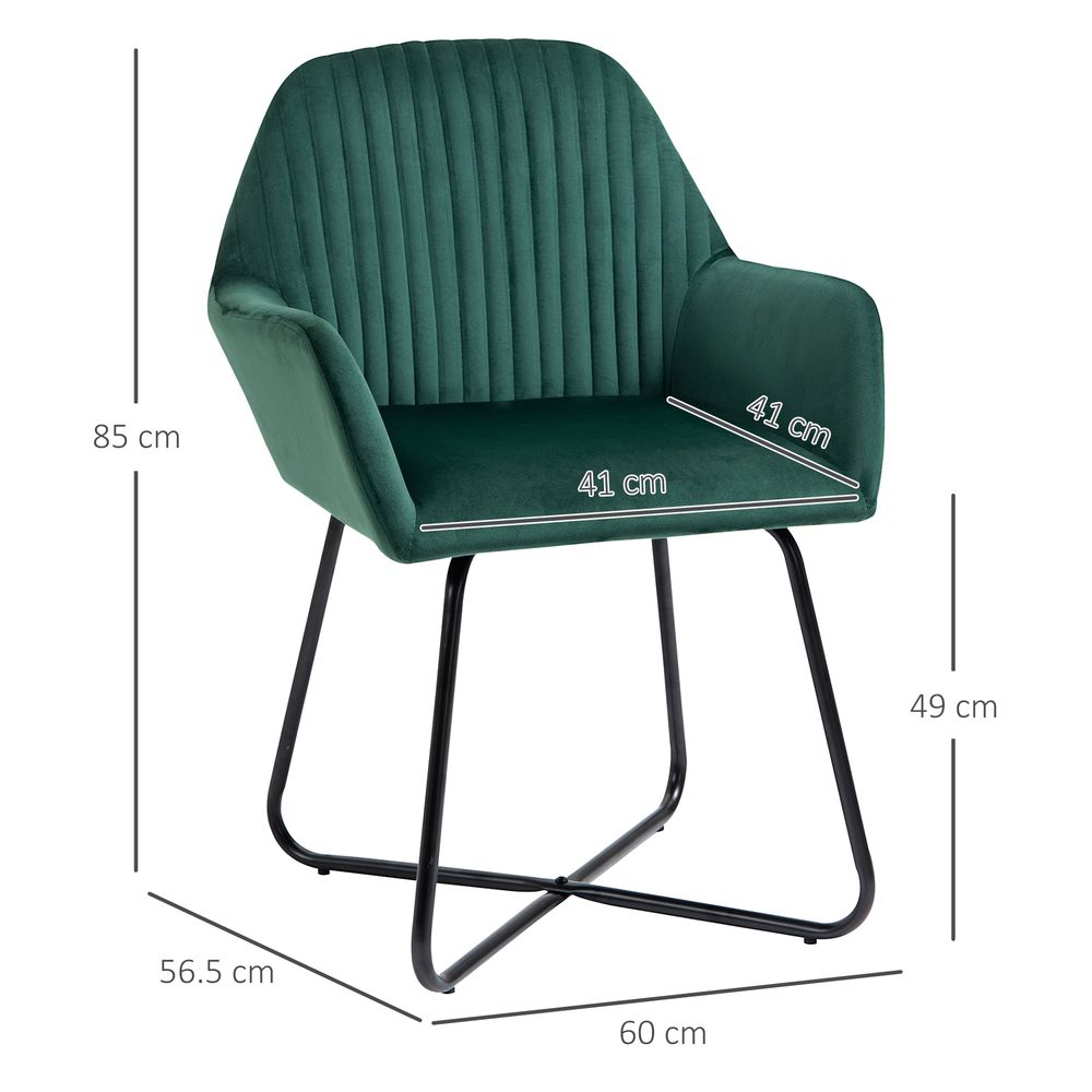 Modern Accent Chair Velvet-Feel Upholstered Lounge Armchair Metal Base Green