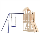 Playhouse with Climbing Wall Swing Solid Wood Pine