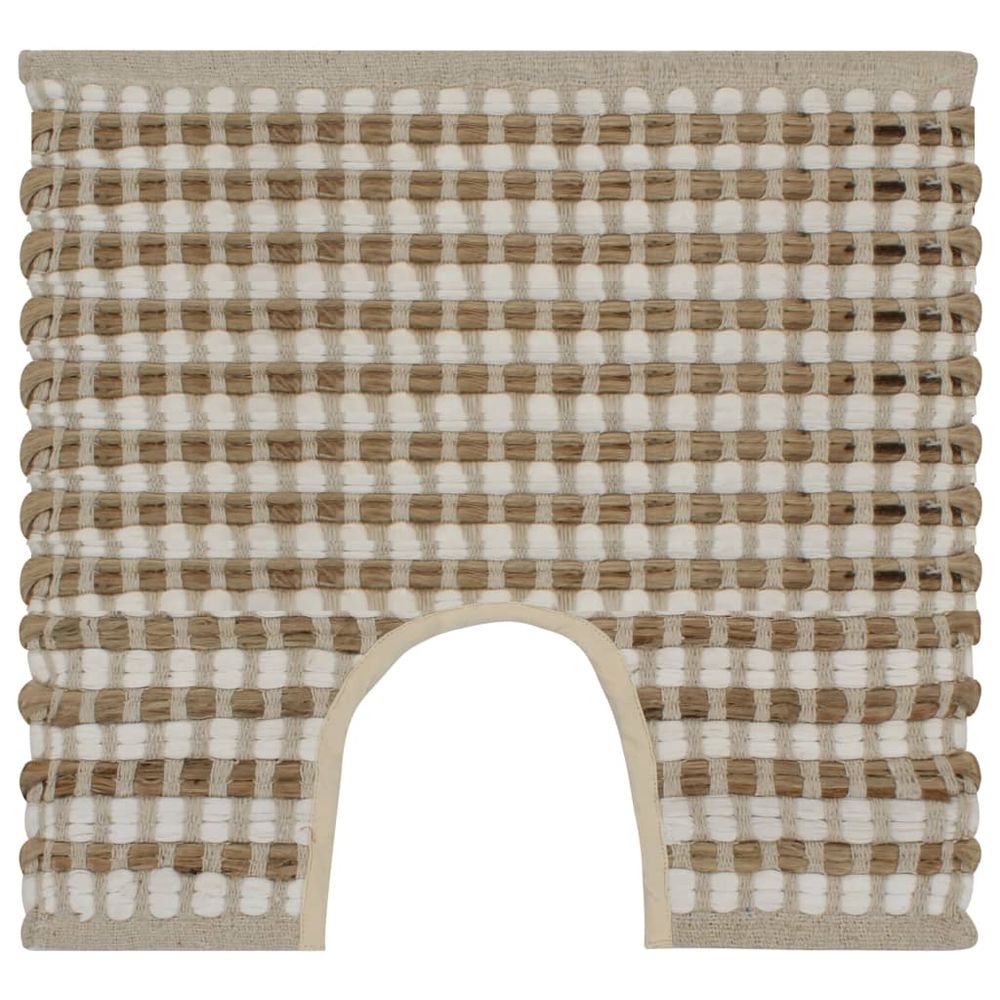 Hand-Woven Jute Bathroom Mat Set Fabric Natural and White