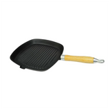 Grill Pan with Wooden Handle Cast Iron 20x20 cm