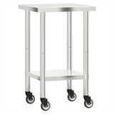 Kitchen Work Table with Wheels 55x55x85 cm Stainless Steel