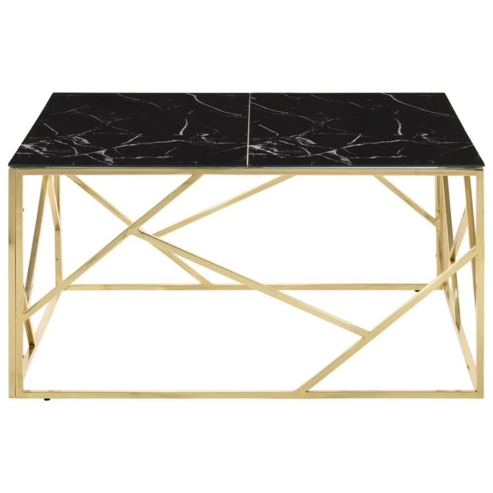 Coffee Table Gold Stainless Steel and Tempered Glass