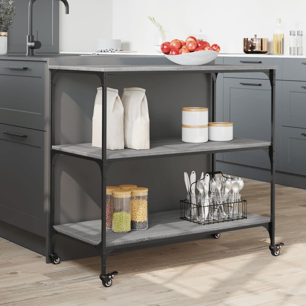 Kitchen Trolley Grey Sonoma 102x50x95 cm Engineered Wood