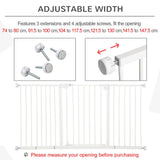 Adjustable Safety Gate 3 Extensions and Four Adjustable Screws, White Pawhut