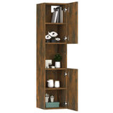 Bathroom Cabinet Smoked Oak 30x30x130 cm Engineered Wood