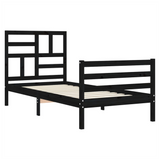 Bed Frame with Headboard Black 100x200 cm Solid Wood