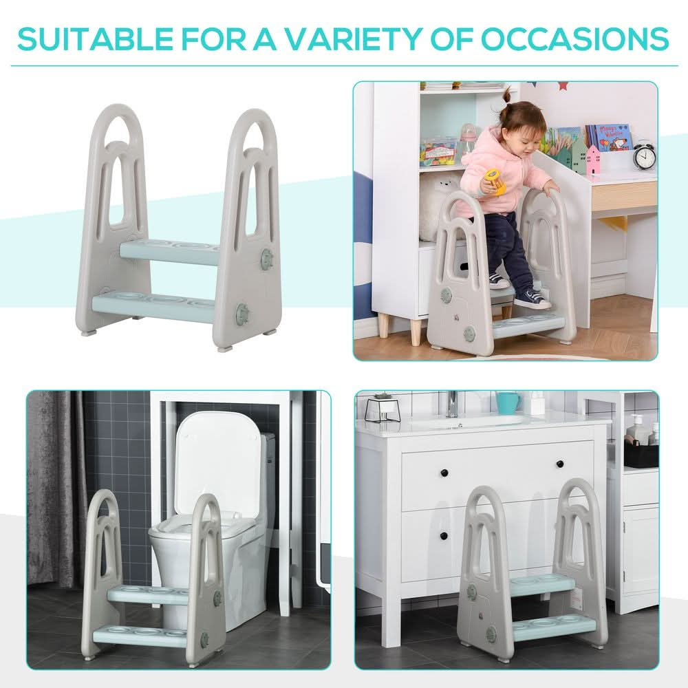 Two-Step Stool for Kids Toddlers with Handle for Toilet Potty Training