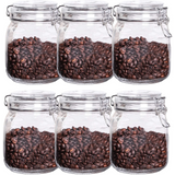 1L Glass Storage Jars with Clip Top Lid - Set of 6 | M&W