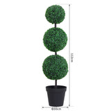 PE Set of 2 Artificial Boxwood Three Balls Topiary Plant Tree's Green