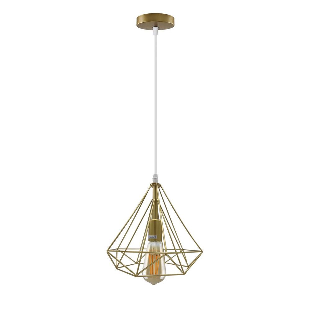 Gold Vintage Industrial E27 Ceiling Hanging Light Cage Shade Loft Style Metal Ceiling Pendant Lamp