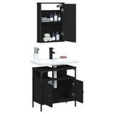 2 Piece Bathroom Furniture Set Black Engineered Wood