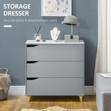 Chest of Drawers 3-Drawer Dresser Storage Cabinet with Solid Wood Legs Grey