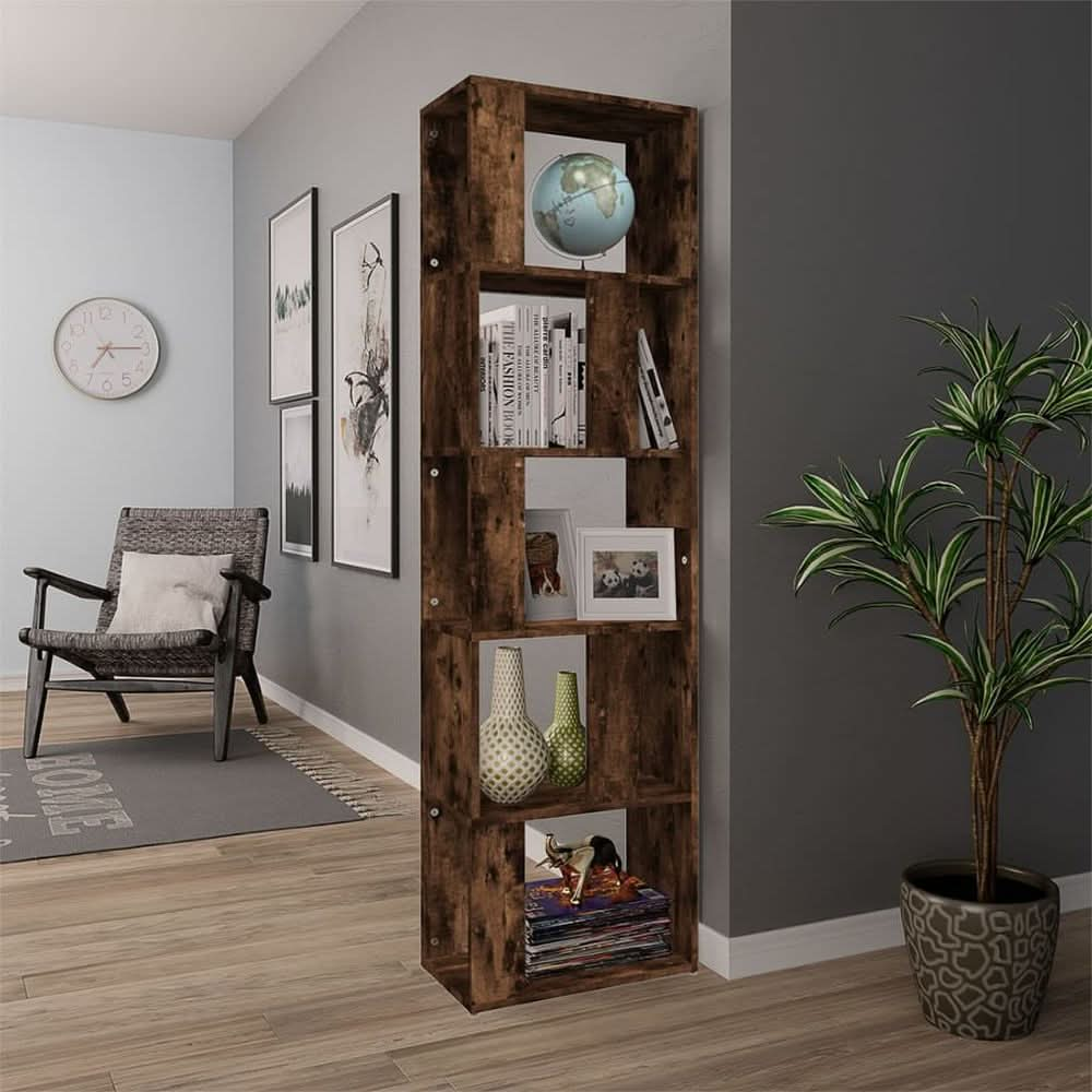 Book Cabinet Smoked Oak 45x24x160 cm Engineered Wood