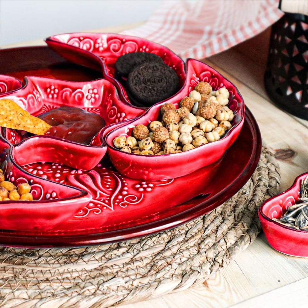 8-in-1 Red Bowls Set for Sharing, Snacks and Breakfast