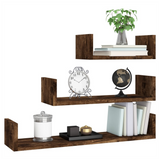 Wall Display Shelves 3 pcs Smoked Oak Engineered Wood