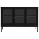 Sideboard Black 105x35x70 cm Steel and Glass