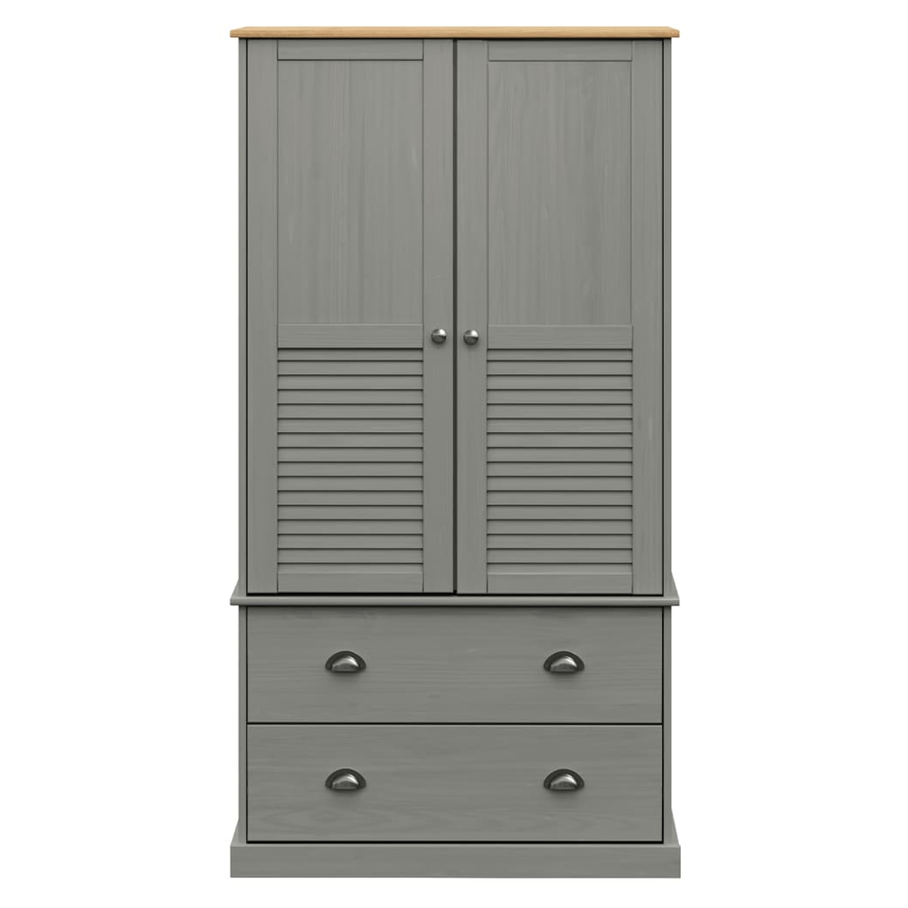 Wardrobe VIGO Grey 90x55x176 cm Solid Wood Pine