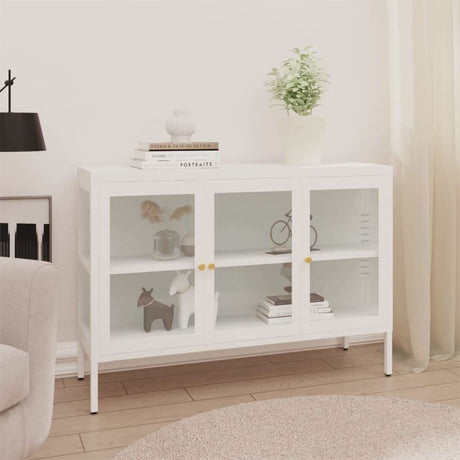 Sideboard Black 105x35x70 cm Steel and Glass