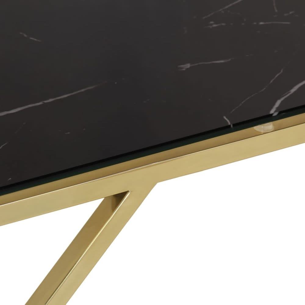 Coffee Table Gold Stainless Steel and Tempered Glass