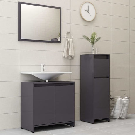 3 Piece Bathroom Furniture Set Sonoma Oak Engineered Wood