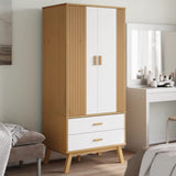 Wardrobe OLDEN White and Brown 76.5x53x172 cm Solid Wood Pine