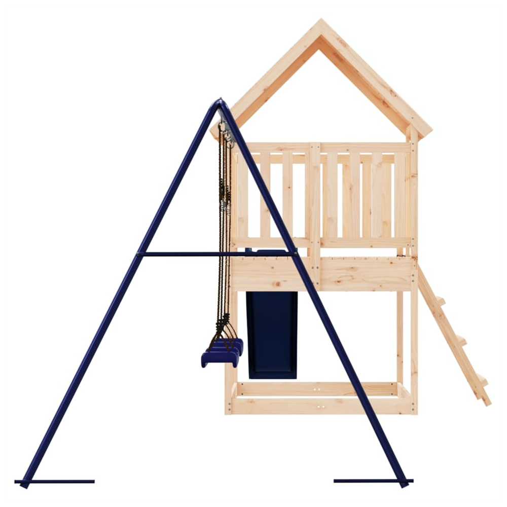 Playhouse with Slide Ladder Swings Solid Wood Pine