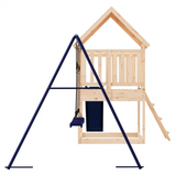 Playhouse with Slide Ladder Swings Solid Wood Pine