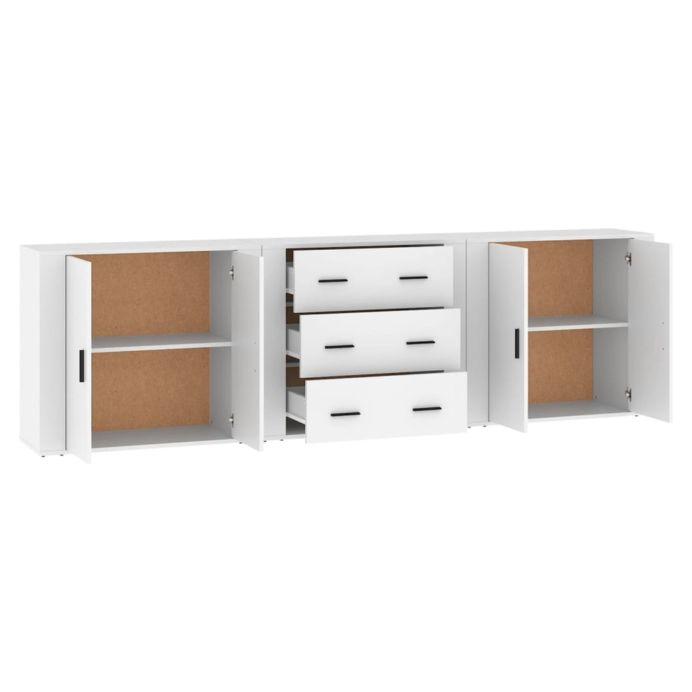 Sideboards 3 pcs White Engineered Wood