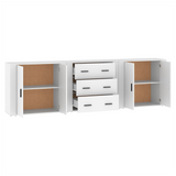 Sideboards 3 pcs White Engineered Wood