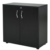 2-Tier Locking Office Storage Cabinet File Organisation w/ 2 Keys Black