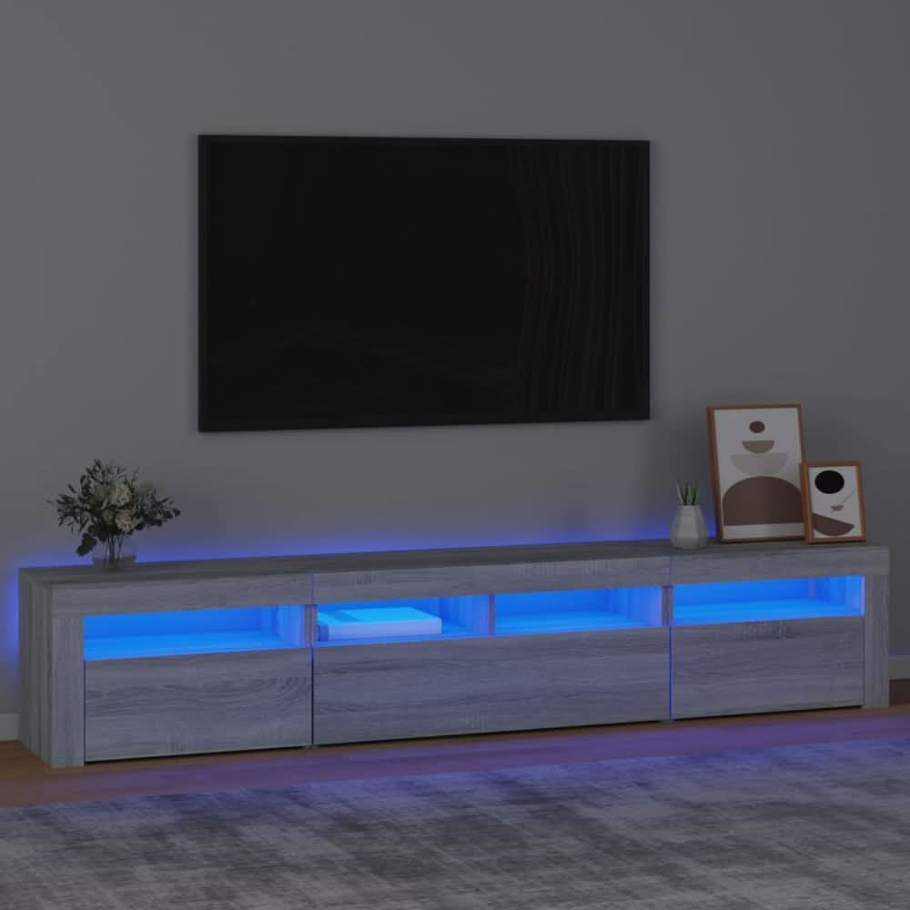 TV Cabinet with LED Lights White 240x35x40 cm