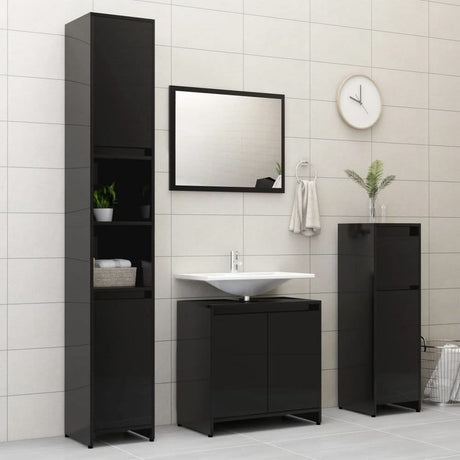 4 Piece Bathroom Furniture Set White Engineered Wood