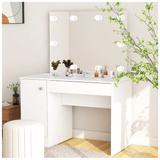 Makeup Table with LED Lights 110x55x145 cm MDF White