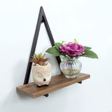 1 Tier Dark OAK Triangle Wall Shelf with Black Metal Frame