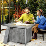 Gas Fire Pit Table with 50,000 BTU Burner, Cover, Glass Screen, Grey