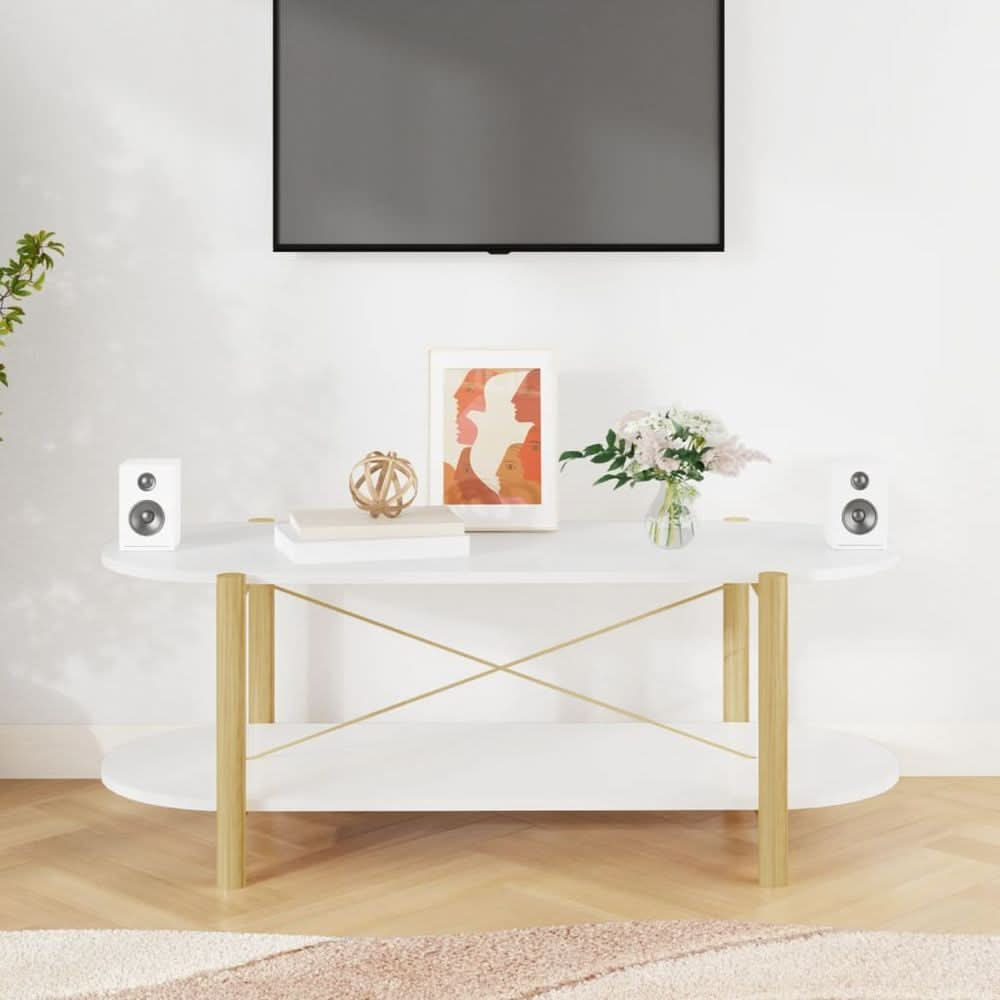 Coffee Table White 110x48x40 cm Engineered Wood