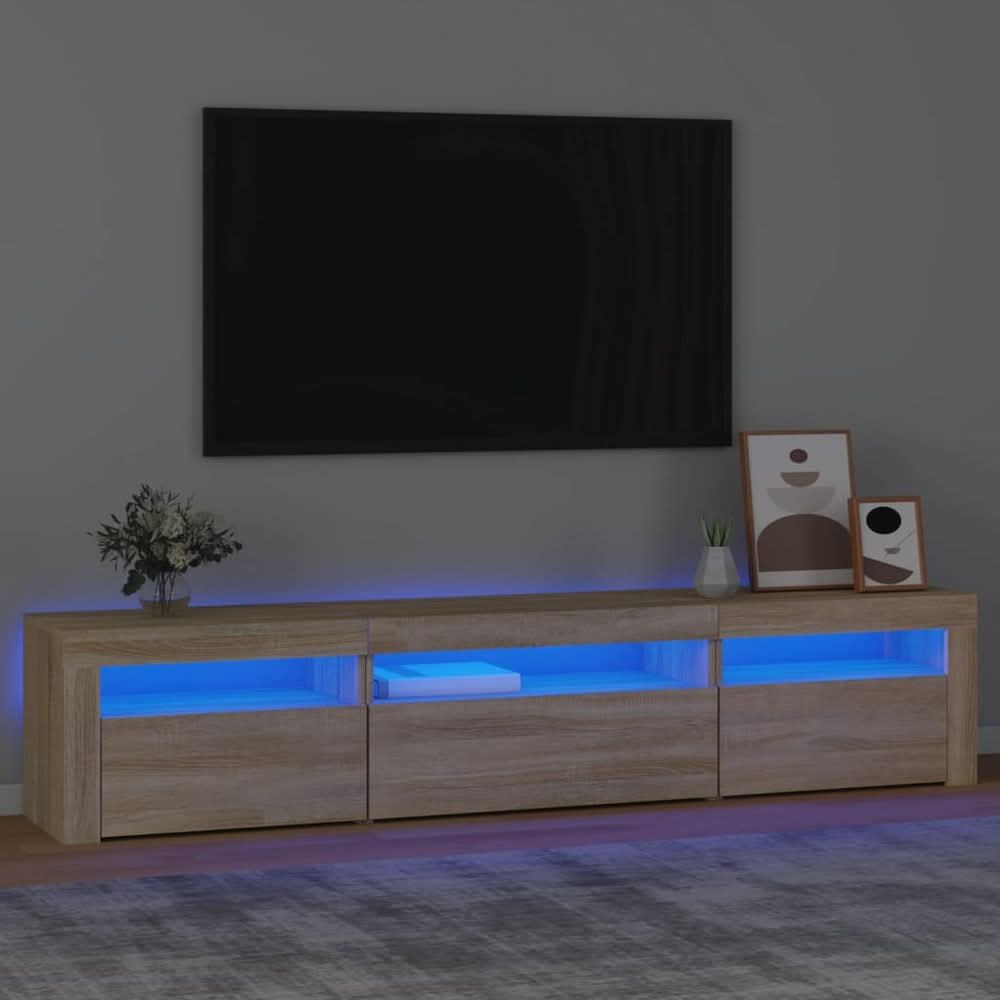 TV Cabinet with LED Lights White 240x35x40 cm