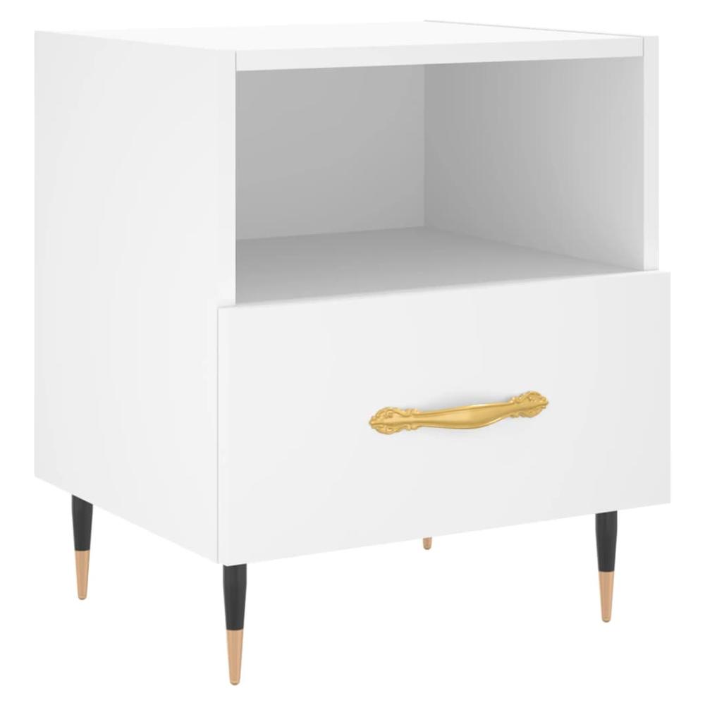 Bedside Cabinet White 40x35x47.5 cm Engineered Wood