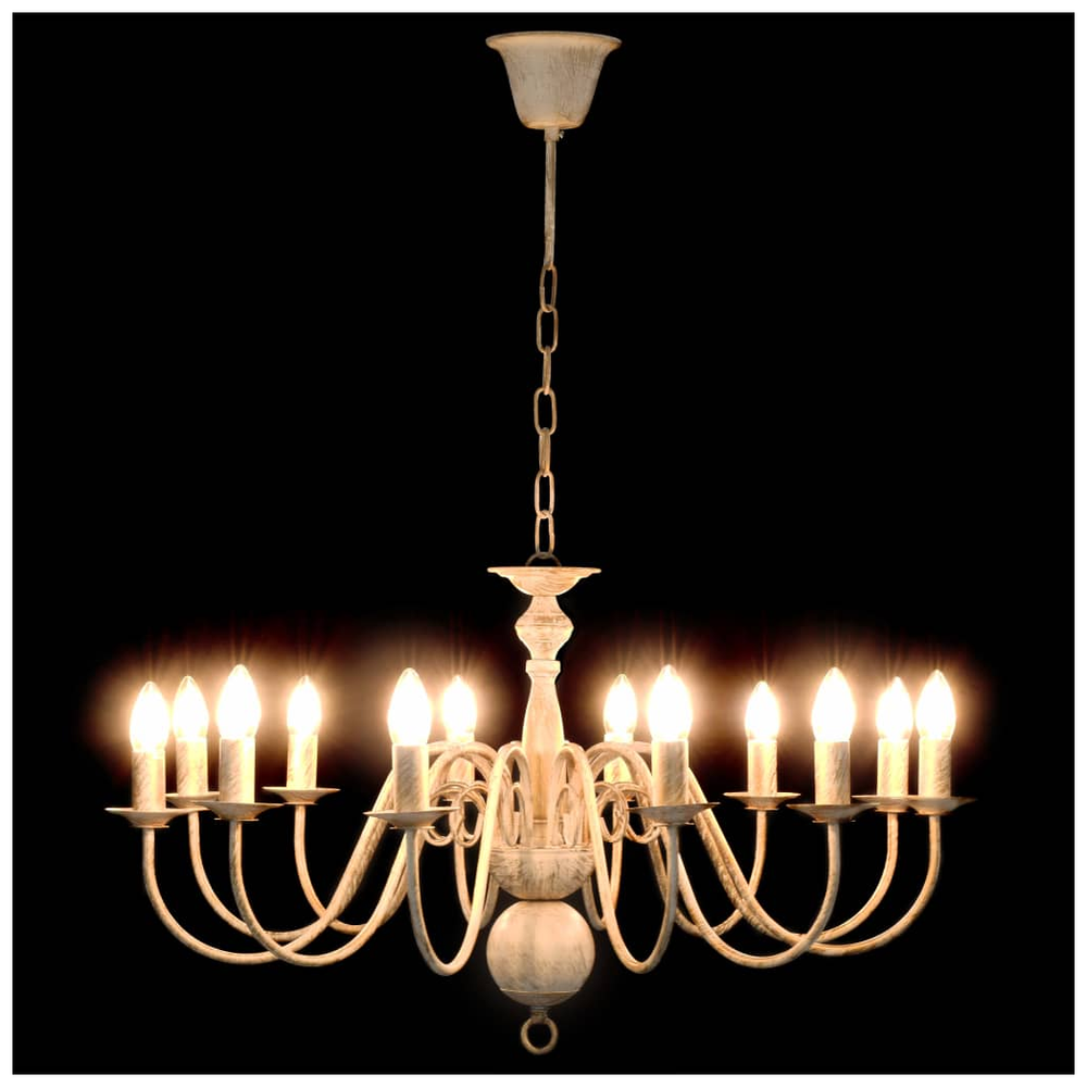 Chandelier Antique White 12 x E14 Bulbs