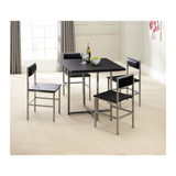 4 Chair Dining Set Black/Silver