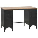 Double Pedestal Desk Solid Firwood and Steel 120x50x76 cm