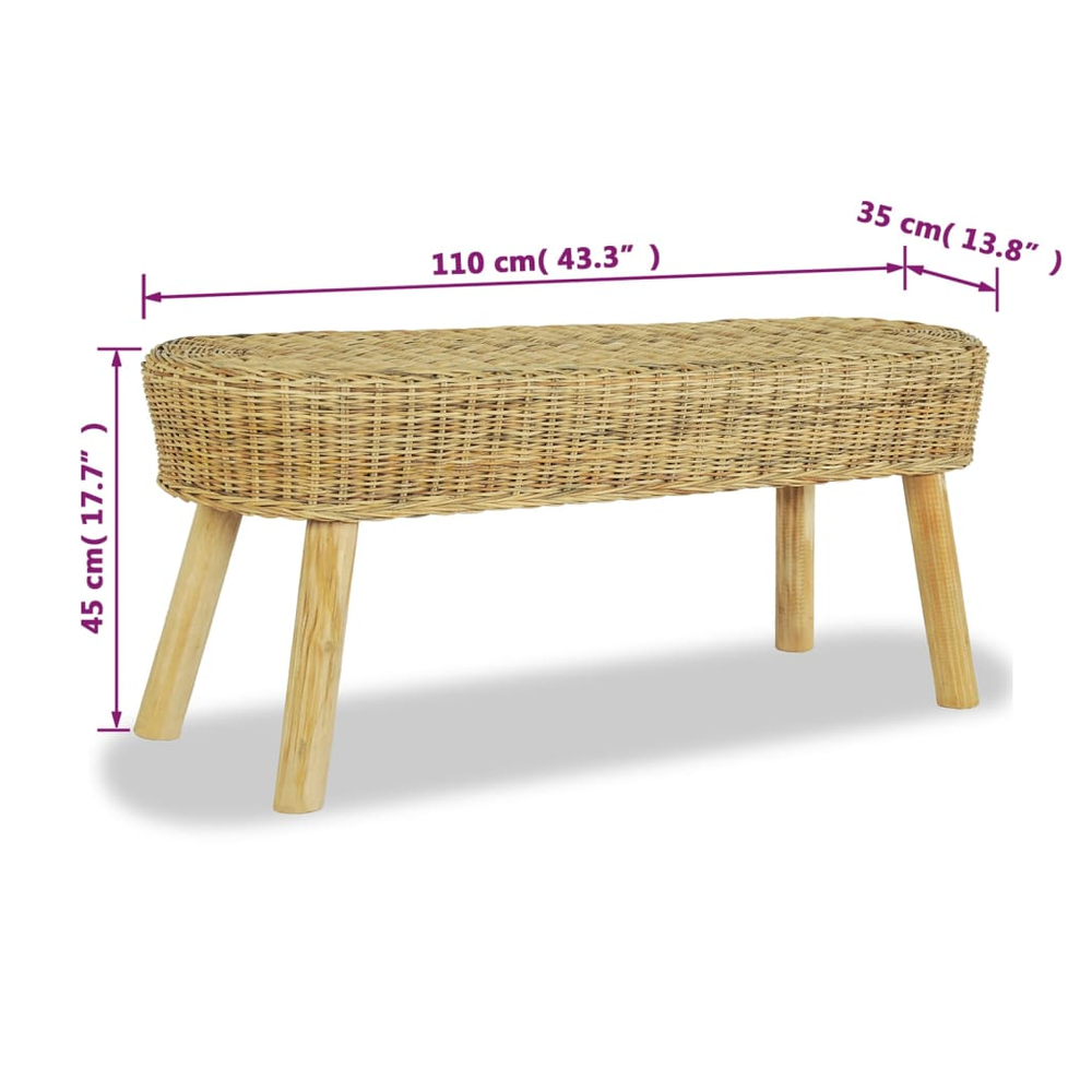 Hall Bench 110x35x45 cm Natural Rattan