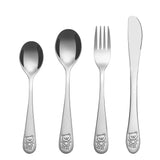 4PC Little Bear Stainless Steel Cutlery Kids Safe Flatware Tableware Set