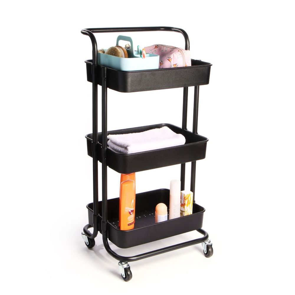 3 Tier Storage Trolley Black | M&W