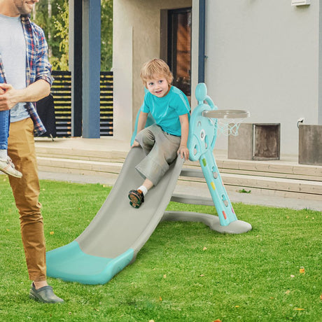 2 in 1 Kids Slide with Basketball Hoop 18 months -4 Years Old Deer Blue